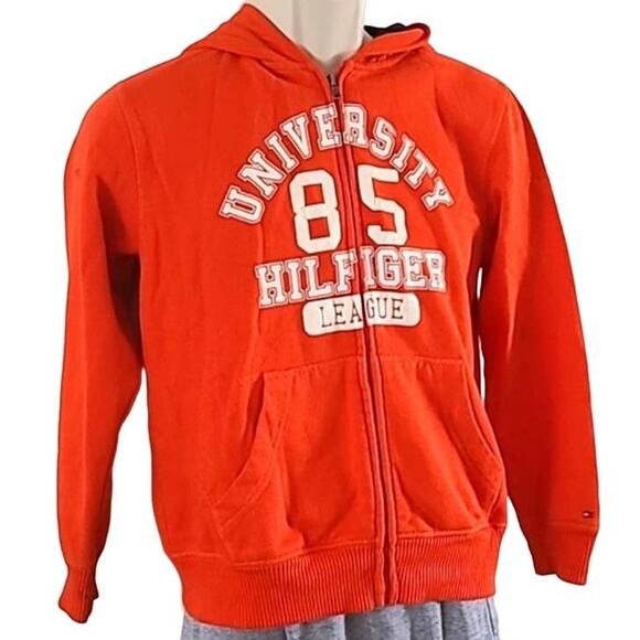 Tommy Hilfiger Boys Full-Zip Hoodie Sweatshirt - Size M (12/14) Orange - Picture 3 of 6